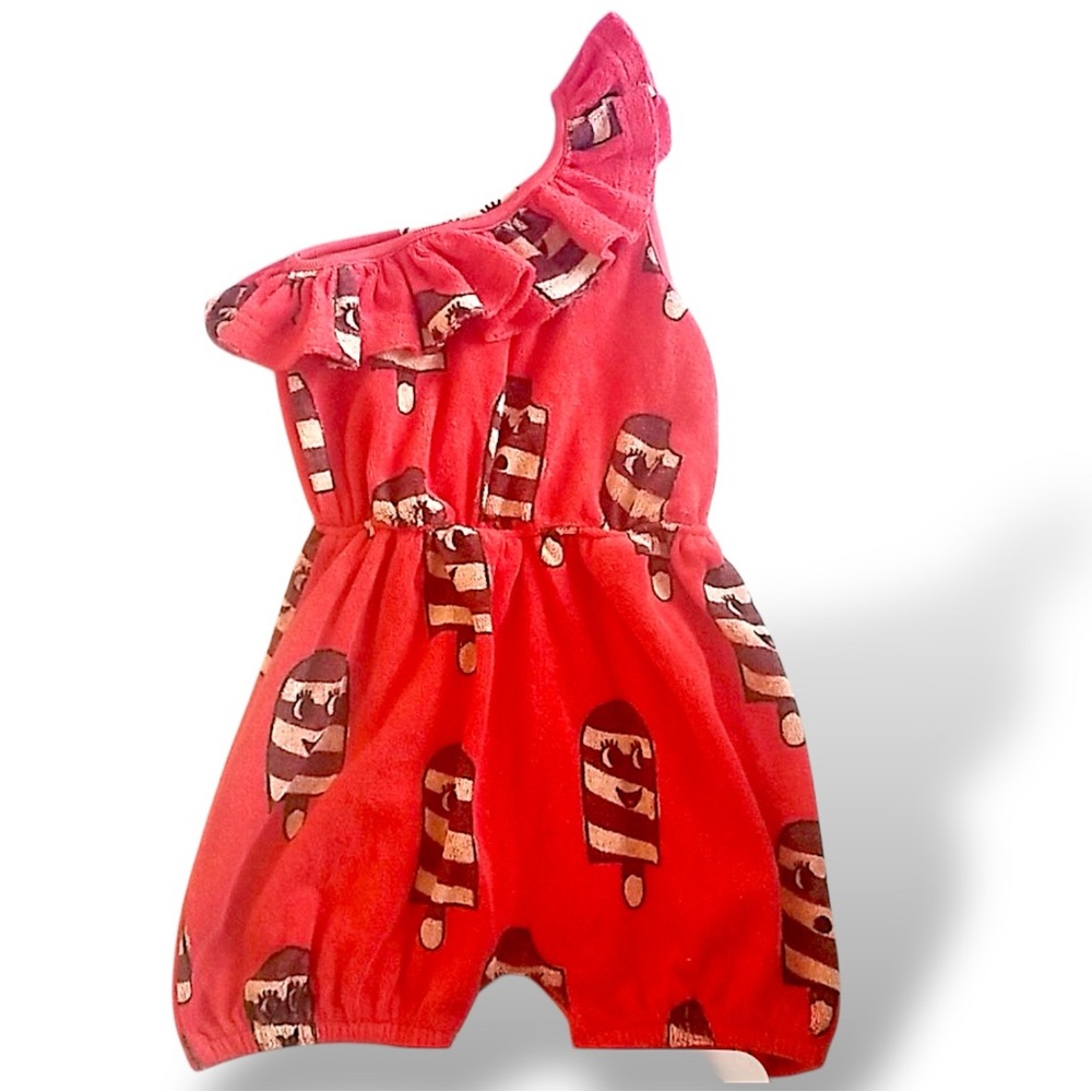 Hugo loves Tiki | Red Ruffle Off-The-Shoulder Romper | Size 4T